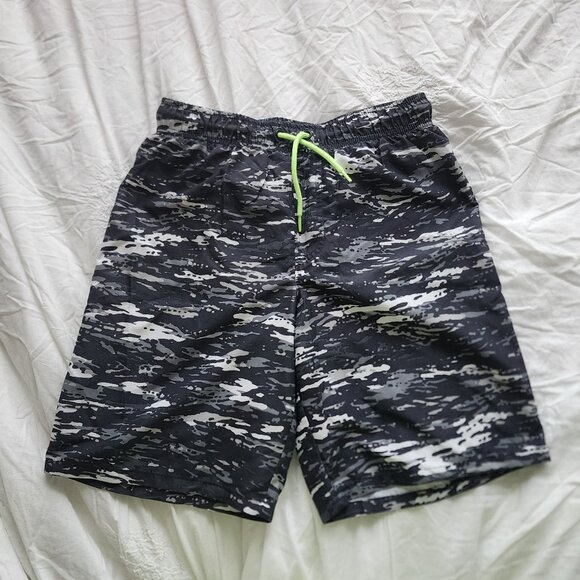 WONDER NATION Gray Camouflage Print Trunk Style Bathing Suit Boys Size L (10-12) - Picture 1 of 4